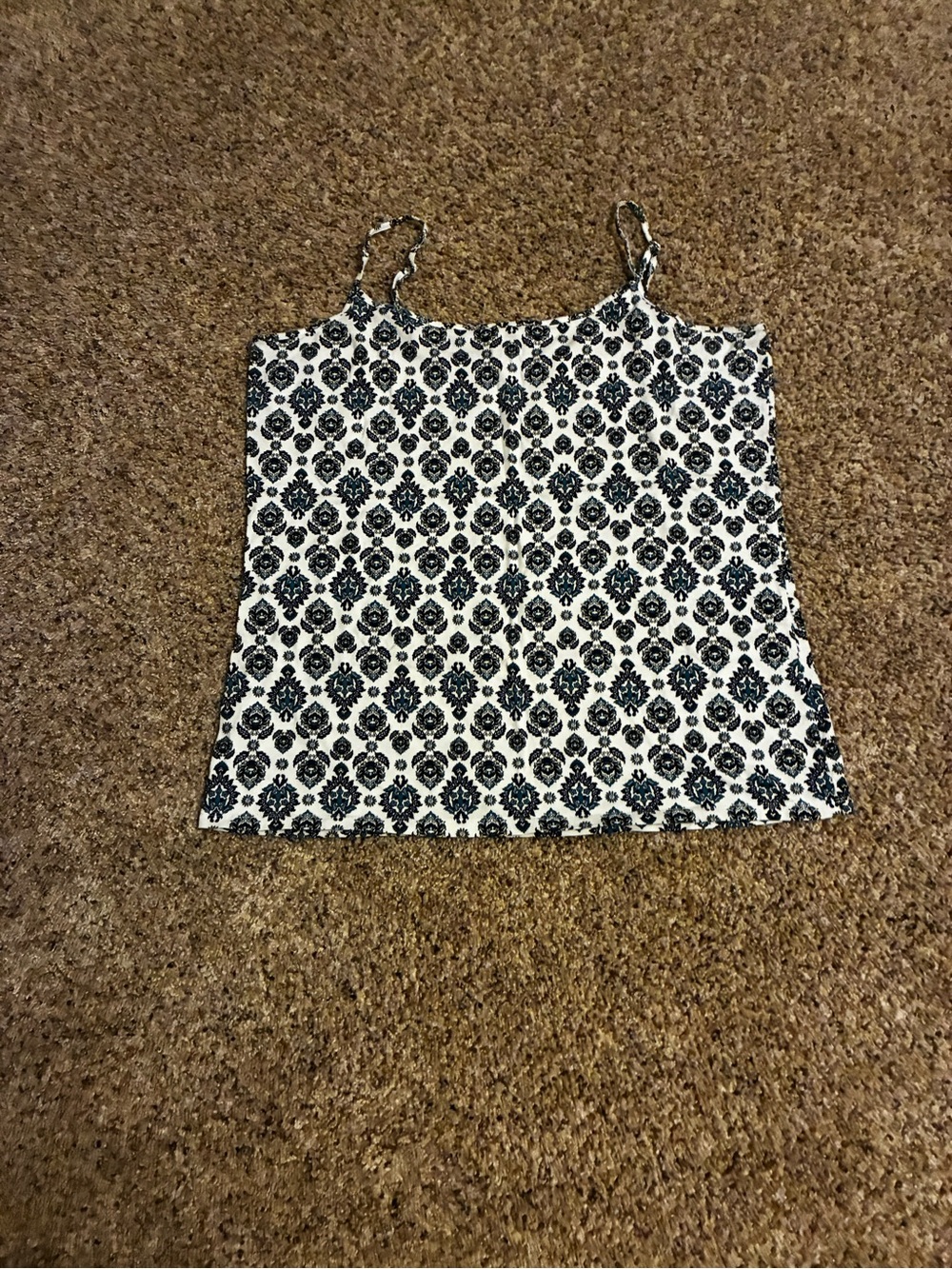 Ann Taylor Black & White Printed Spaghetti Strap Camisole